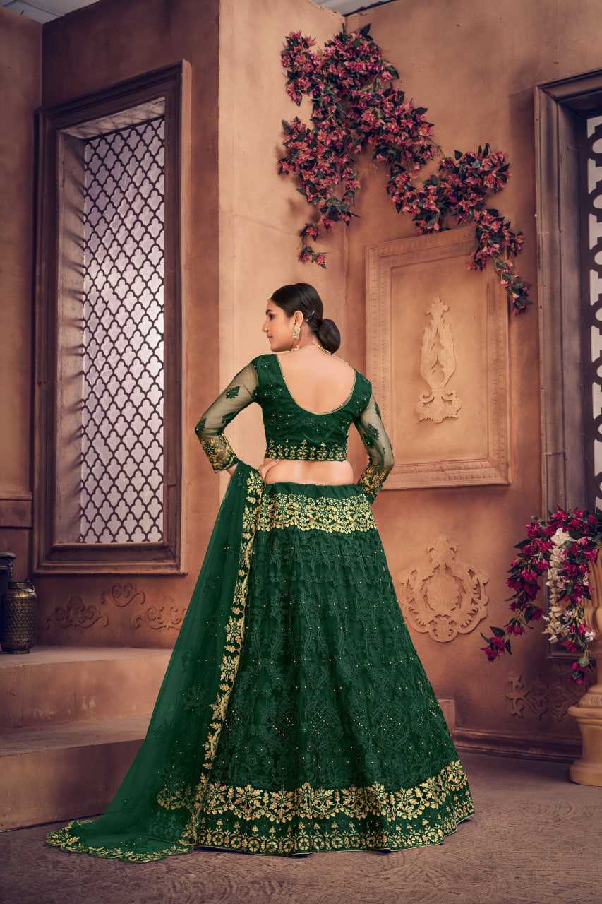Ynf Net KESH643 1300 Lehengas Wedding Collections Wholesale Embroidered Lehenga Designer Lehenga Choli Green Lehenga Manufacturer- Kapda Export