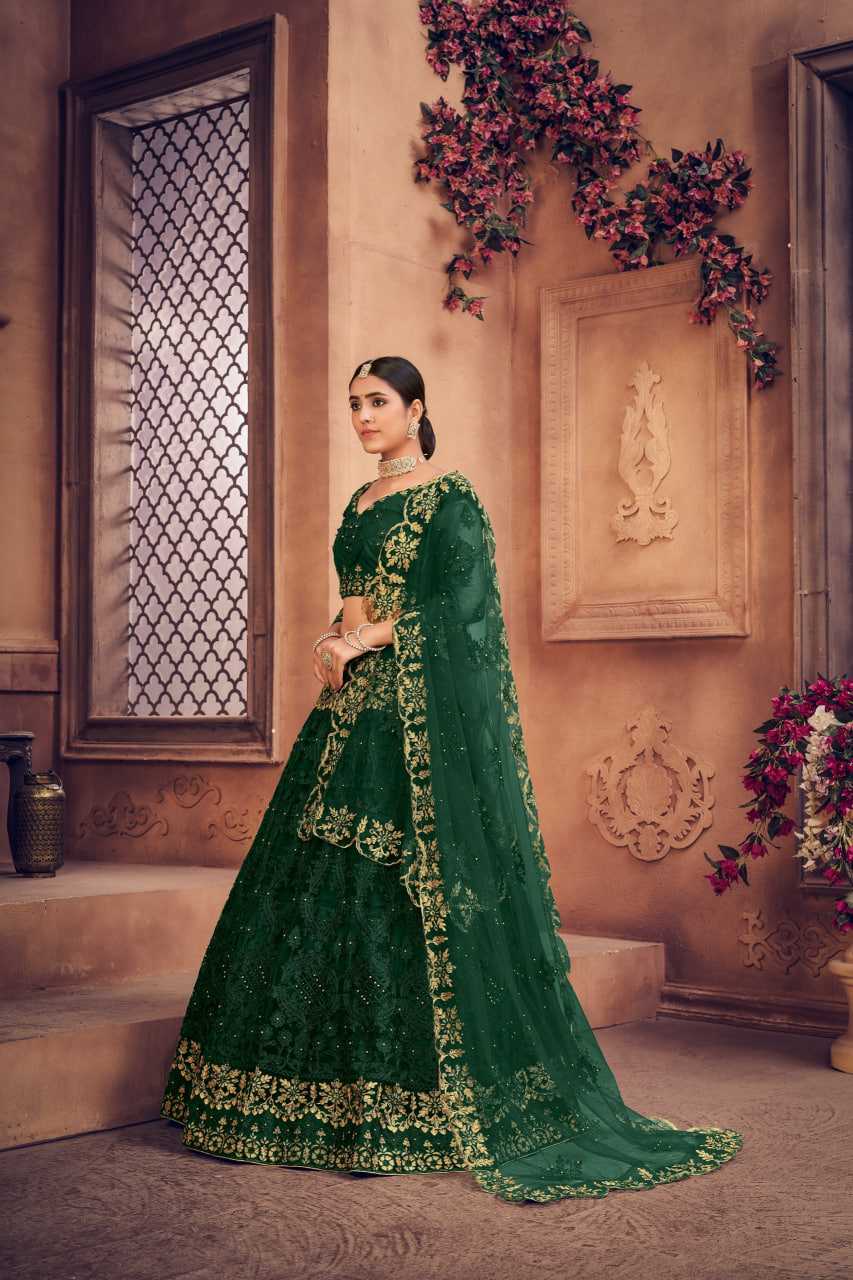 Ynf Net KESH643 1300 Lehengas Wedding Collections Wholesale Embroidered Lehenga Designer Lehenga Choli Green Lehenga Manufacturer- Kapda Export