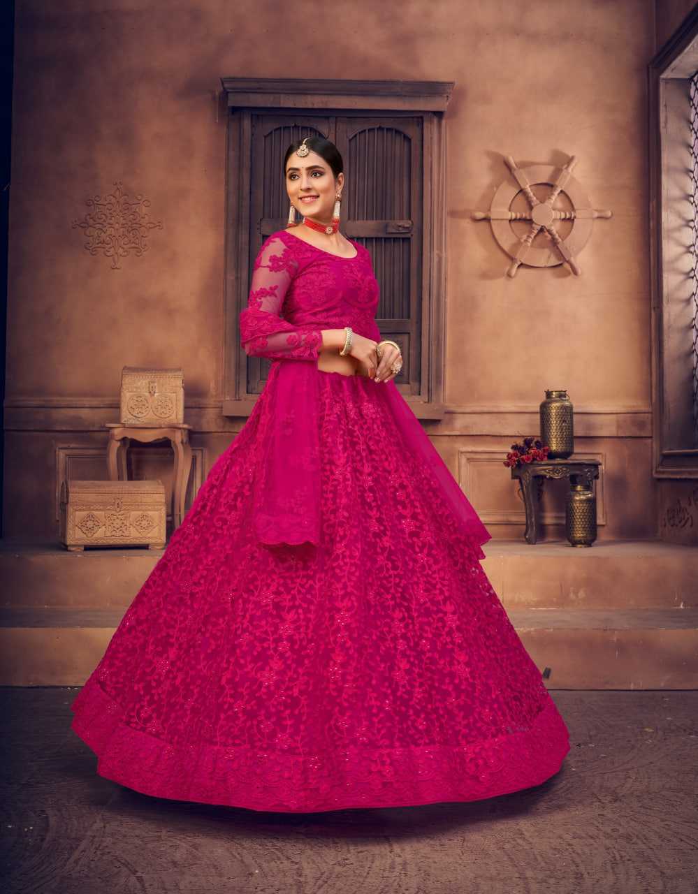 Ynf Net KESH643 1302 Lehengas Wedding Collections Wholesale Embroidered Lehenga Net Lehenga Choli Pink Lehenga Manufacturer- Kapda Export