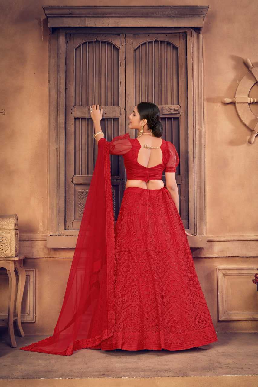 Ynf Net KESH643 1305 Lehengas Wedding Collections Wholesale Embroidered Lehenga Net Lehenga Choli Red Lehenga Manufacturer- Kapda Export