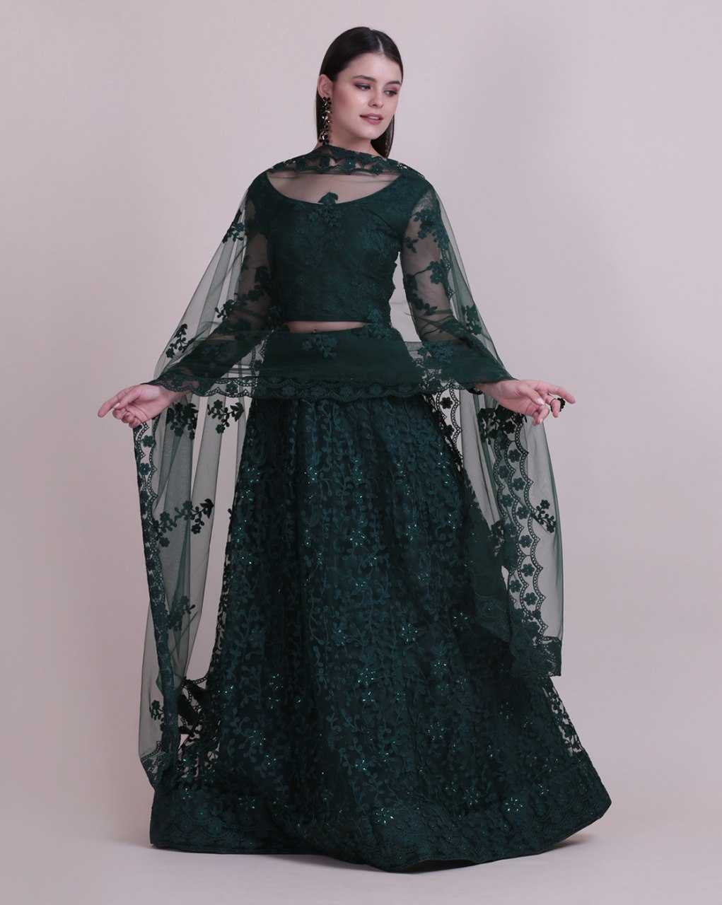 Ynf Net KESH643 1317 Lehengas Wedding Collections Wholesale Net Fancy Lehenga Embroidered Lehenga Green Lehenga Manufacturer- Kapda Export