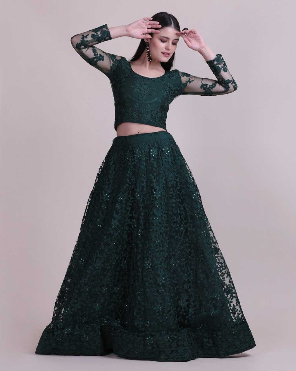 Ynf Net KESH643 1317 Lehengas Wedding Collections Wholesale Net Fancy Lehenga Embroidered Lehenga Green Lehenga Manufacturer- Kapda Export