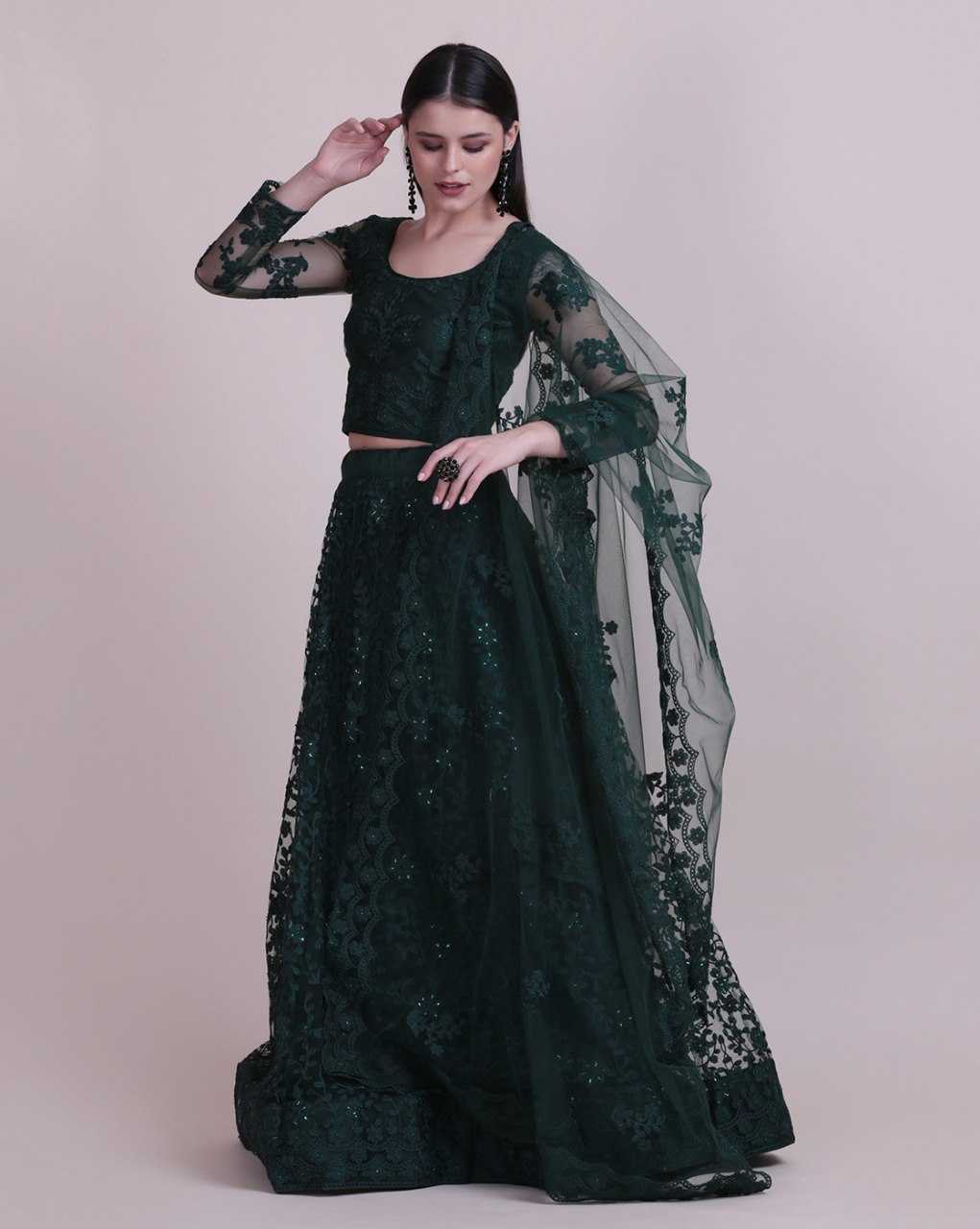 Ynf Net KESH643 1317 Lehengas Wedding Collections Wholesale Net Fancy Lehenga Embroidered Lehenga Green Lehenga Manufacturer- Kapda Export