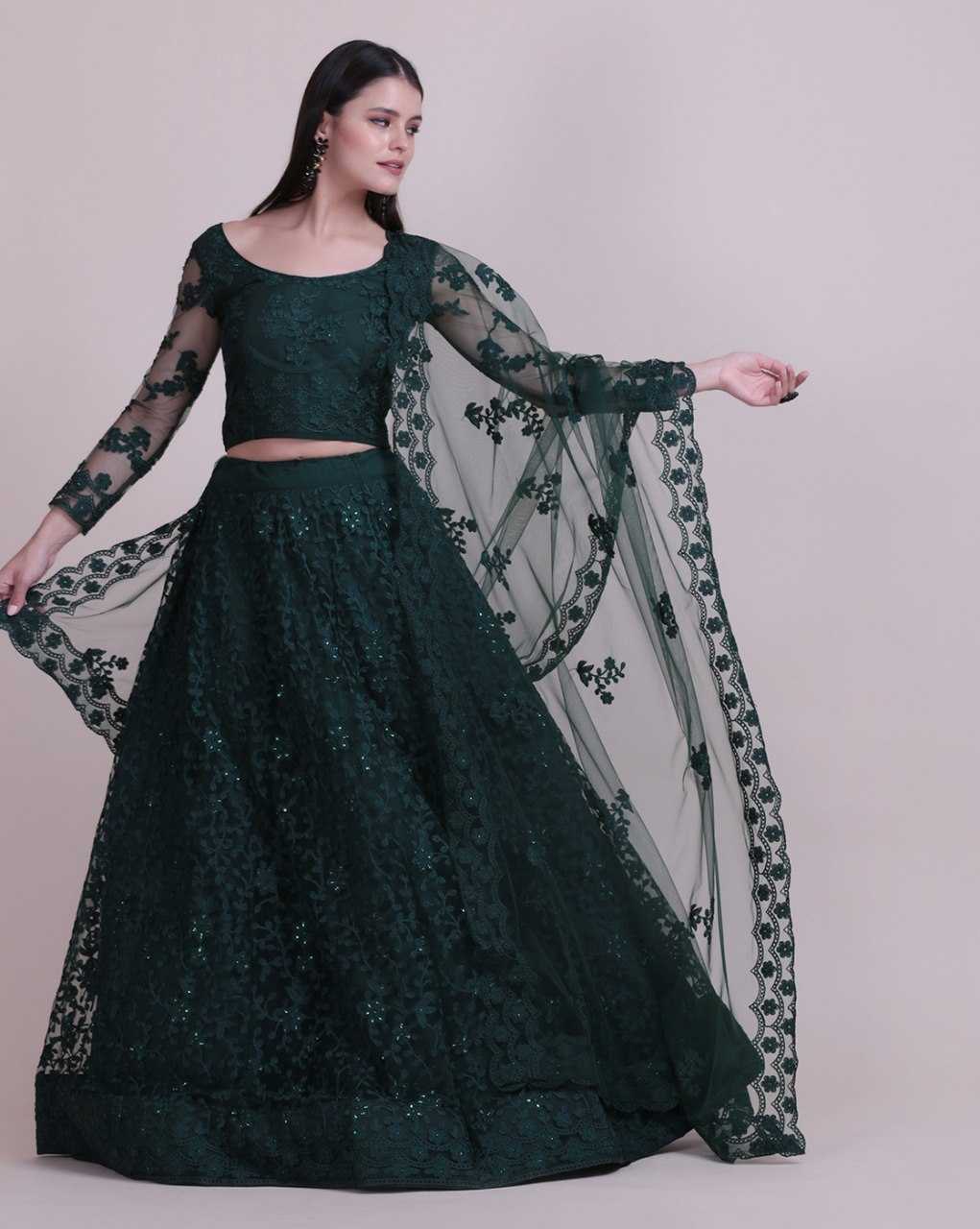 Ynf Net KESH643 1317 Lehengas Wedding Collections Wholesale Net Fancy Lehenga Embroidered Lehenga Green Lehenga Manufacturer- Kapda Export