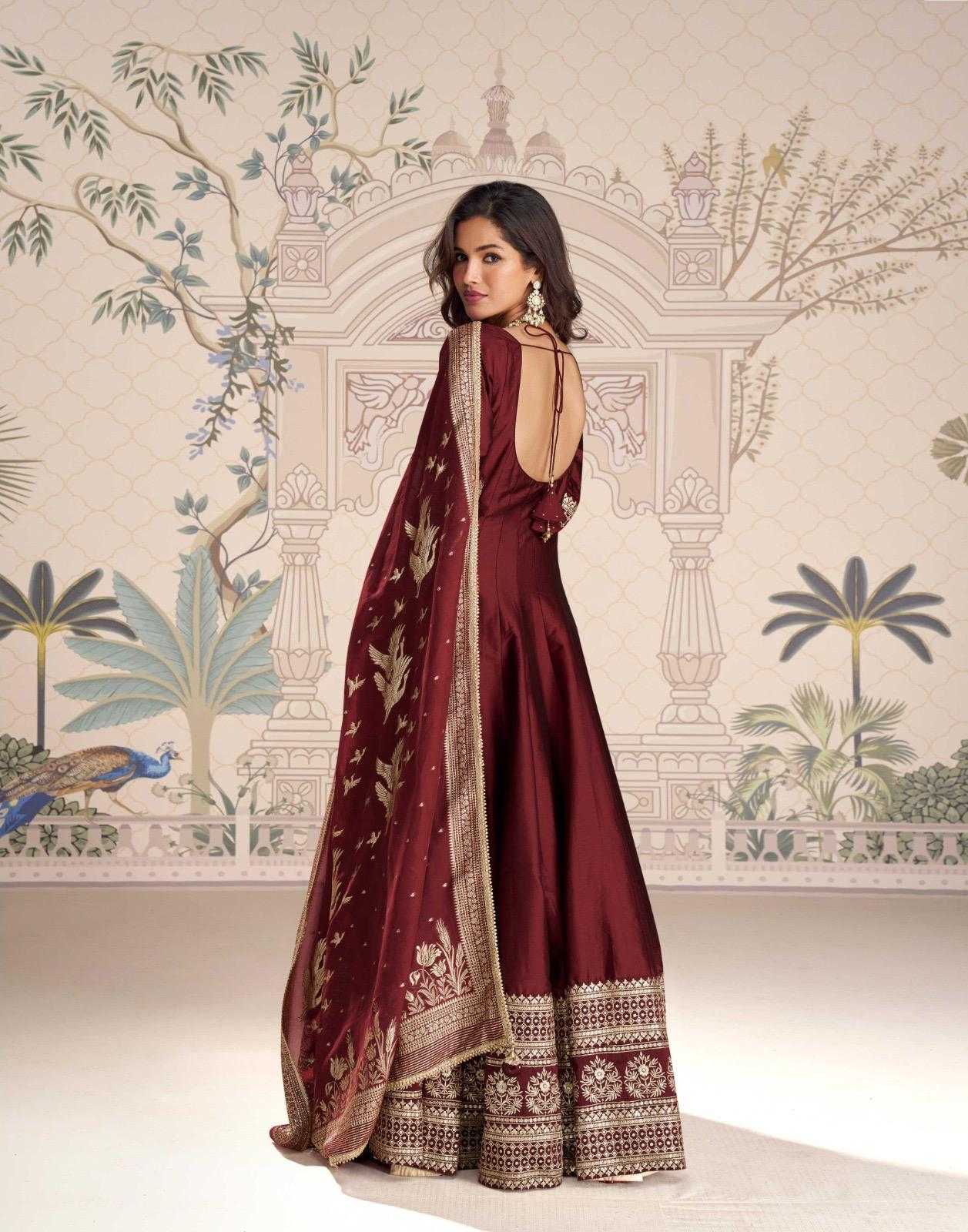 Ynf Premium Silk RIN184 SAYURI ROSHNI Gowns Festive Collections Wholesale Embroidered Gown Silk Gowns Full Sleeve Gowns Manufacturer- Kapda Export