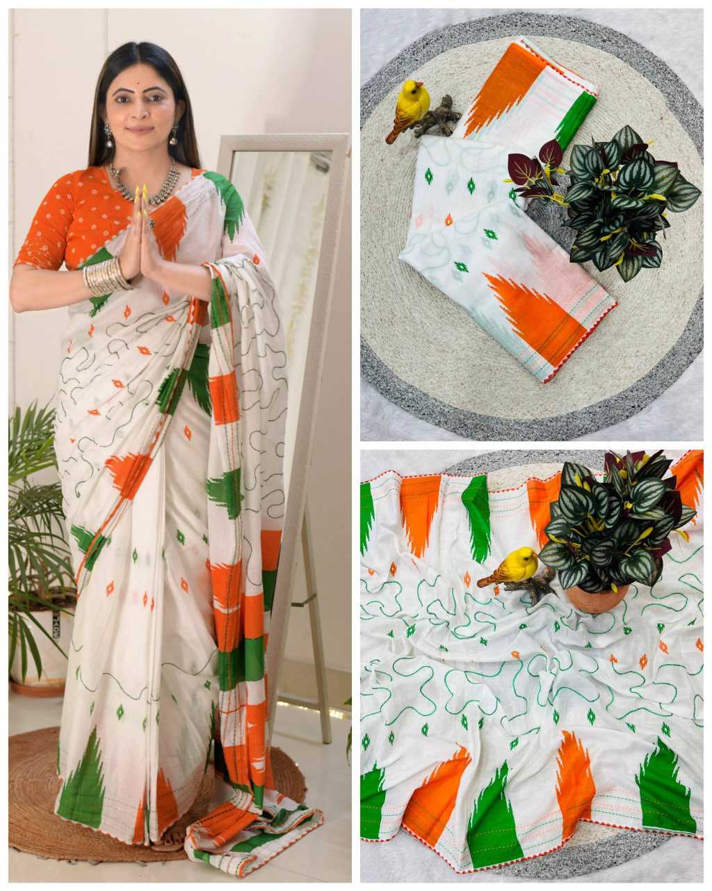 Ynf Pure Cotton KESH621 Tiranga Vol-1 Sarees Festive Collections Wholesale Printed Cotton Saree Republic Day Collections Independence Day Collections Manufacturer- Kapda Export