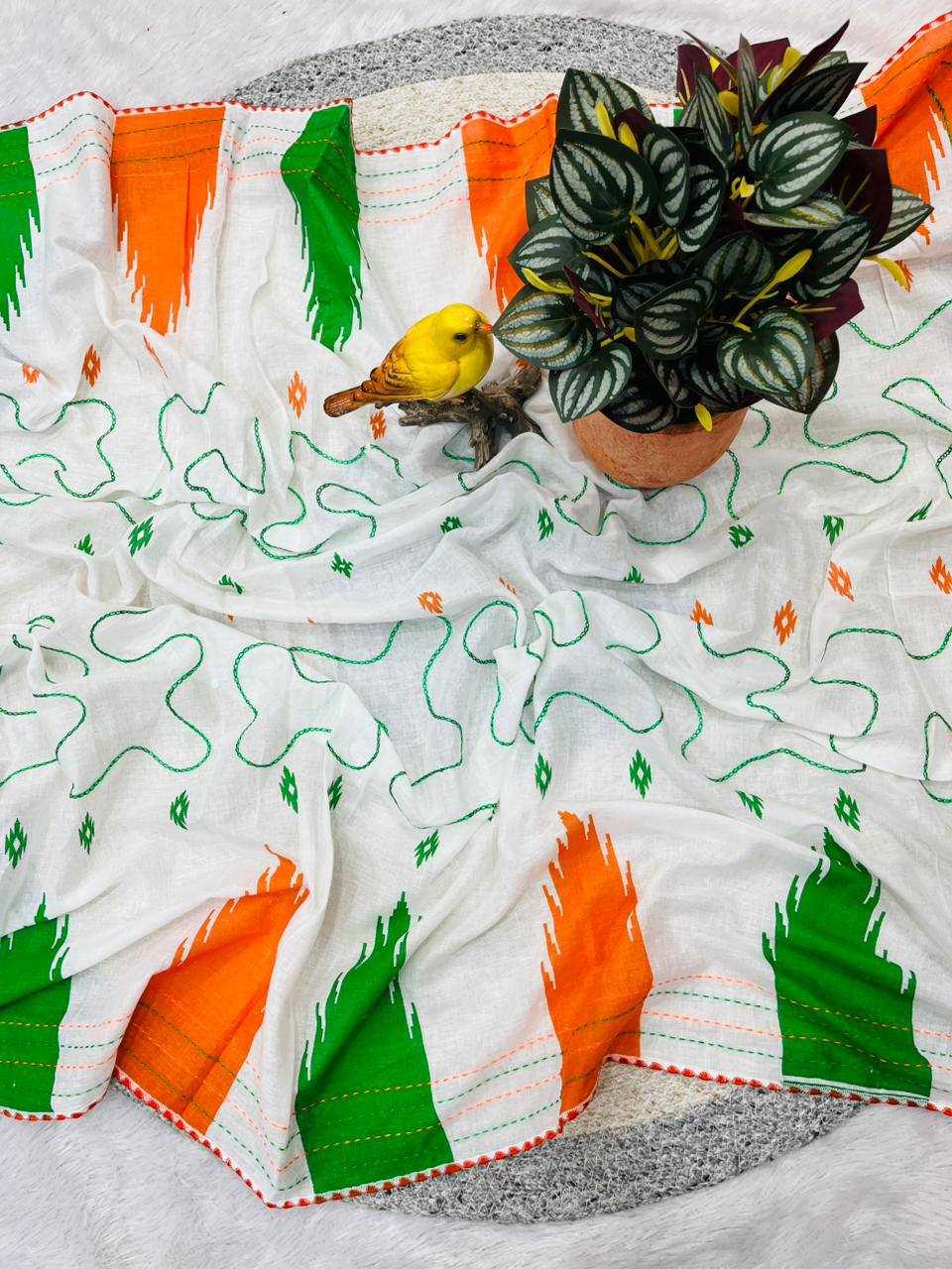 Ynf Pure Cotton KESH621 Tiranga Vol-1 Sarees Festive Collections Wholesale Printed Cotton Saree Republic Day Collections Independence Day Collections Manufacturer- Kapda Export