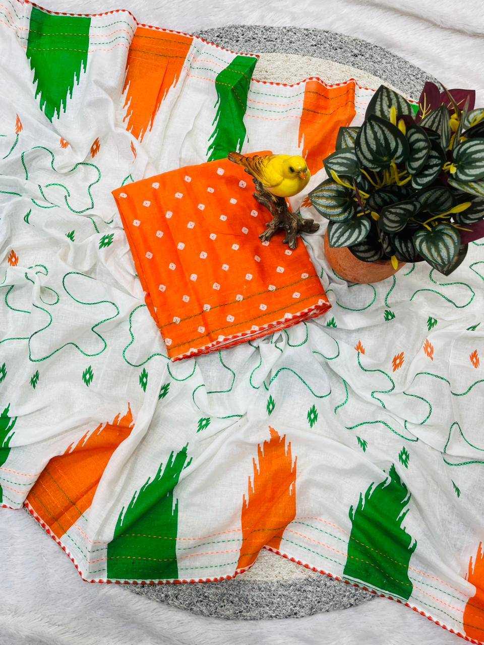 Ynf Pure Cotton KESH621 Tiranga Vol-1 Sarees Festive Collections Wholesale Printed Cotton Saree Republic Day Collections Independence Day Collections Manufacturer- Kapda Export
