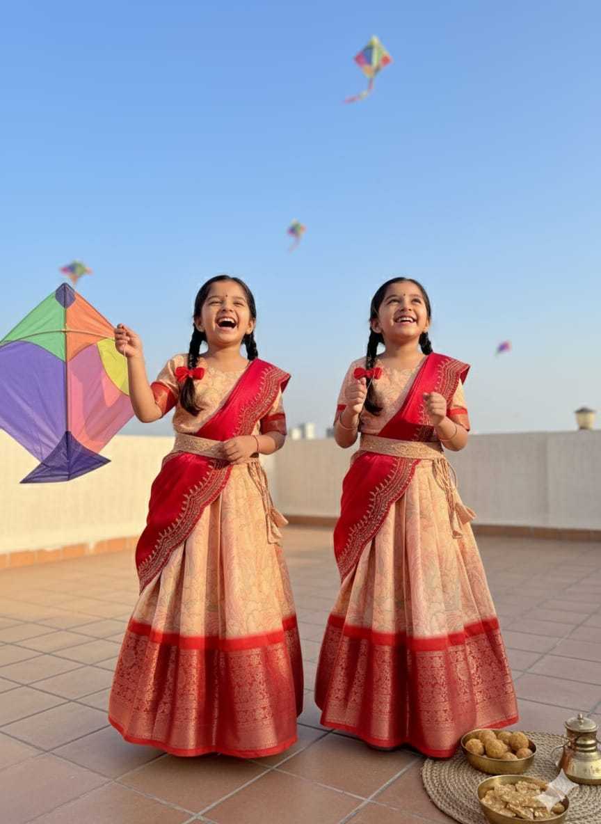 Ynf Pure Silk KESH505 Makar-Sankranti Kids Wear Festive Collections Wholesale Kids Lehenga Choli Kids Silk Dress Pongal Collections Manufacturer- Kapda Export