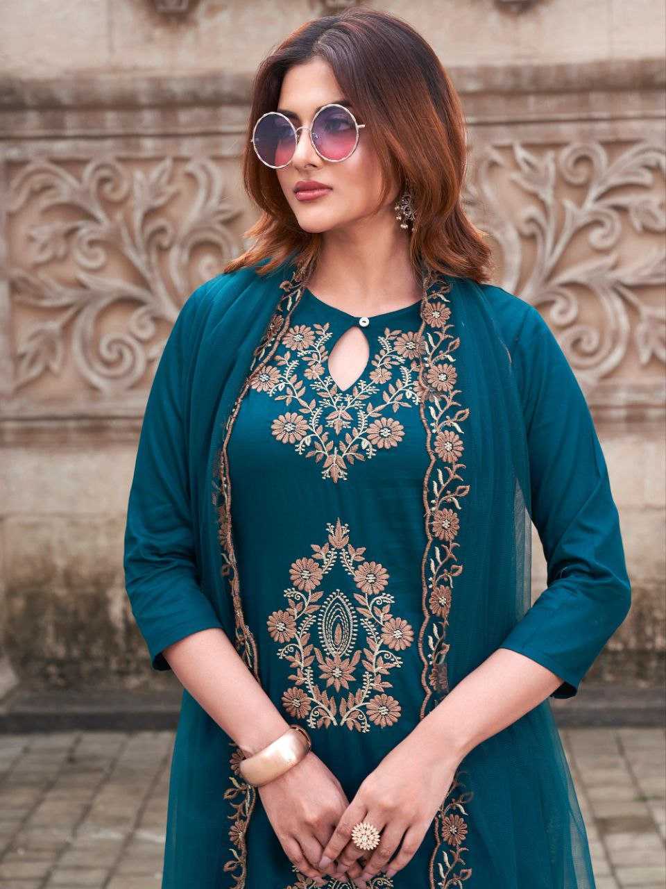 Ynf Pure Viscos Suits & Dresses Wholesale Embroidery Suits Designer Suits Indo-Western Dresses Manufacturer- Kapda Export