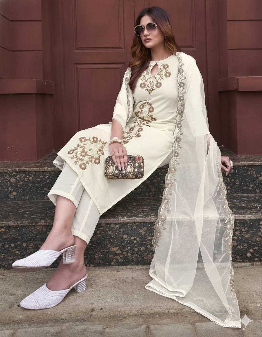 Ynf Pure Viscos Suits & Dresses Wholesale Embroidery Suits Designer Suits Indo-Western Dresses Manufacturer- Kapda Export