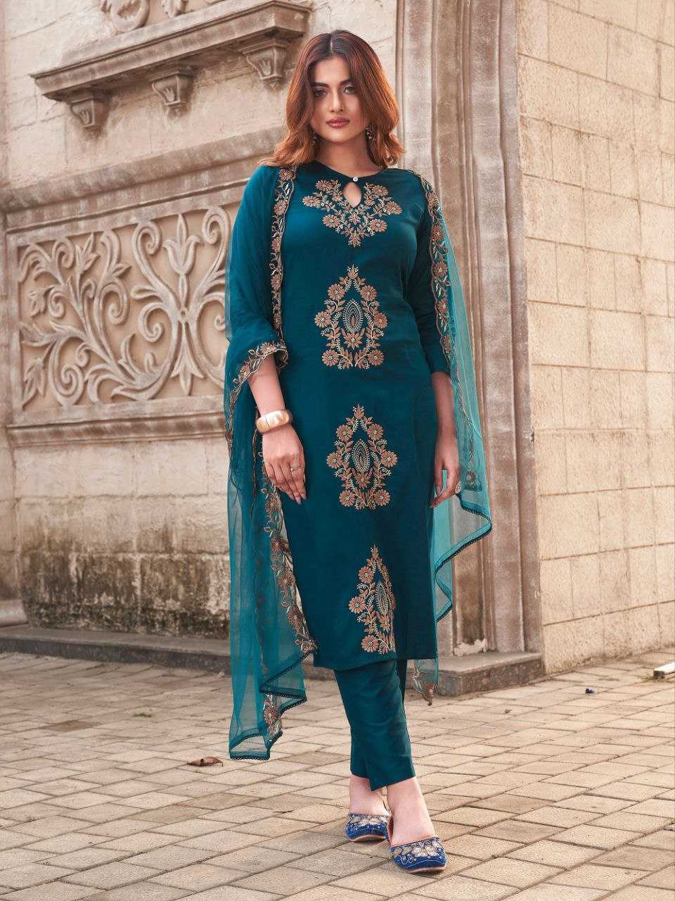 Ynf Pure Viscos Suits & Dresses Wholesale Embroidery Suits Designer Suits Indo-Western Dresses Manufacturer- Kapda Export