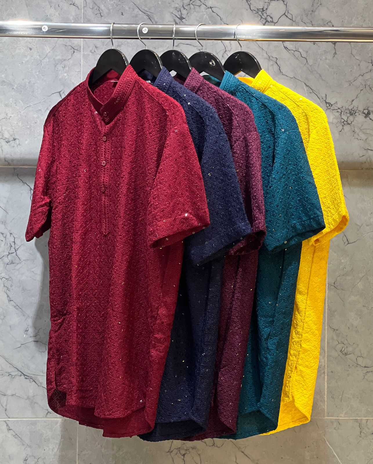 Ynf Rayon KESH481 Chikankari Mens Wear Wholesale Casual Wear Men Cotton Kurta Men Short Kurta Manufacturer- Kapda Export
