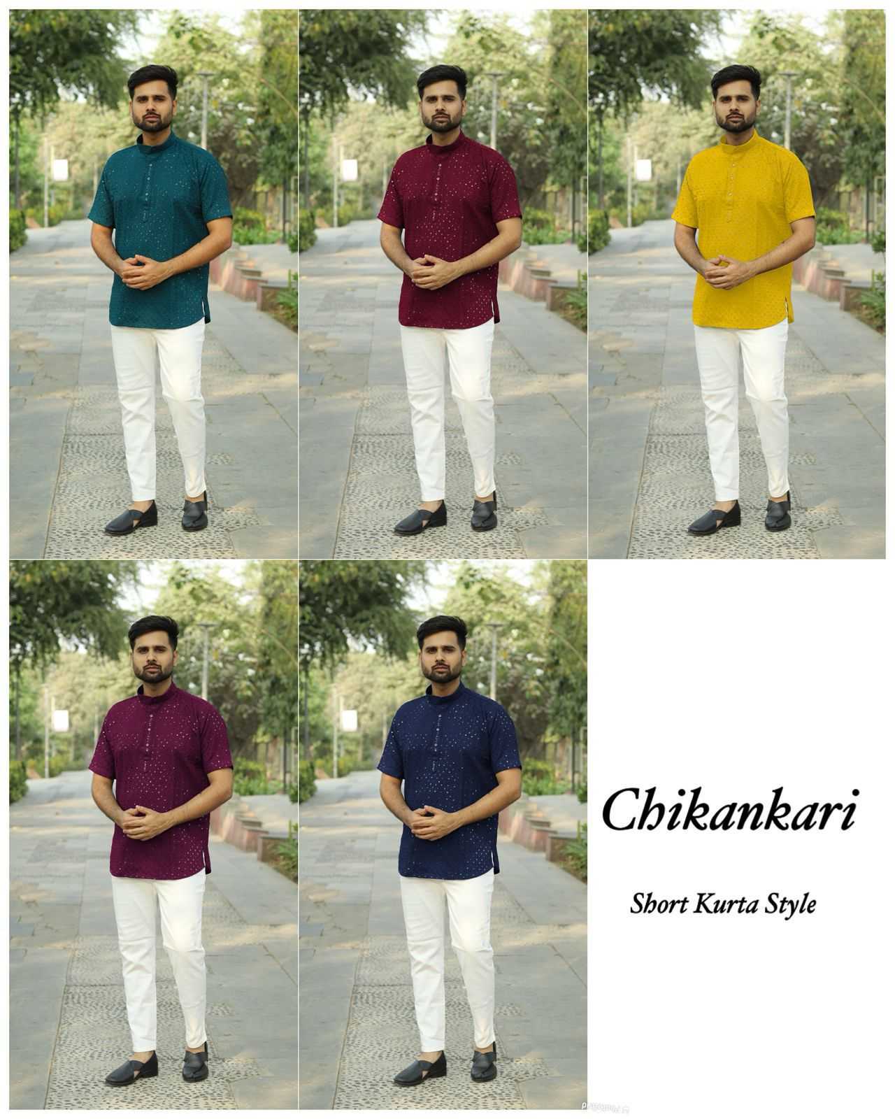 Ynf Rayon KESH481 Chikankari Mens Wear Wholesale Casual Wear Men Cotton Kurta Men Short Kurta Manufacturer- Kapda Export
