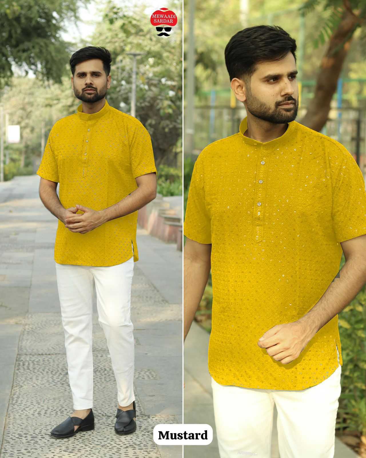 Ynf Rayon KESH481 Chikankari Mens Wear Wholesale Casual Wear Men Cotton Kurta Men Short Kurta Manufacturer- Kapda Export