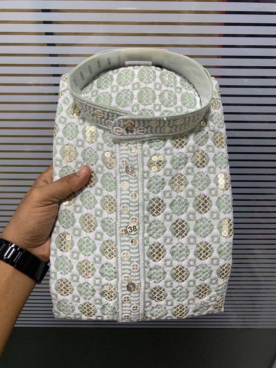 Ynf Reyon Cotton KESH650 Haniya Mens Wear Wholesale Men Wedding kurta Embroidered Kurta Pajama Designer Ethnic Set Manufacturer- Kapda Export