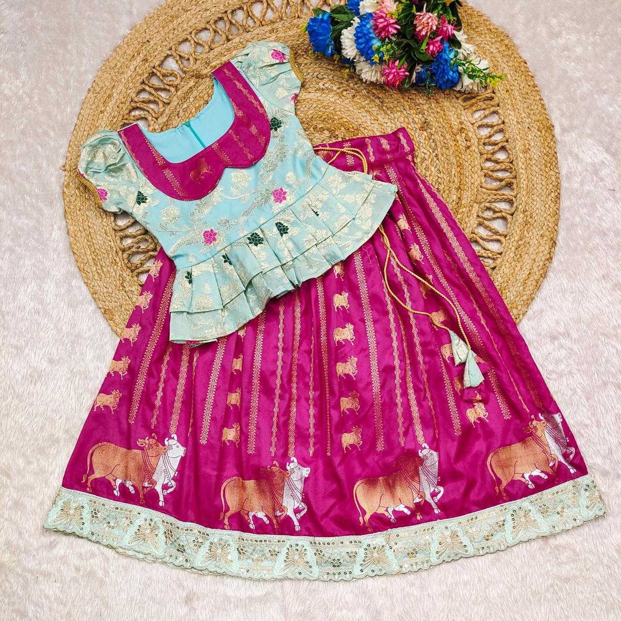 Ynf Russian Silk KESH503 8084 Kids Wear Wholesale Indian Wear For Kids Kids Lehenga Choli Kids Festive Wear Manufacturer- Kapda Export