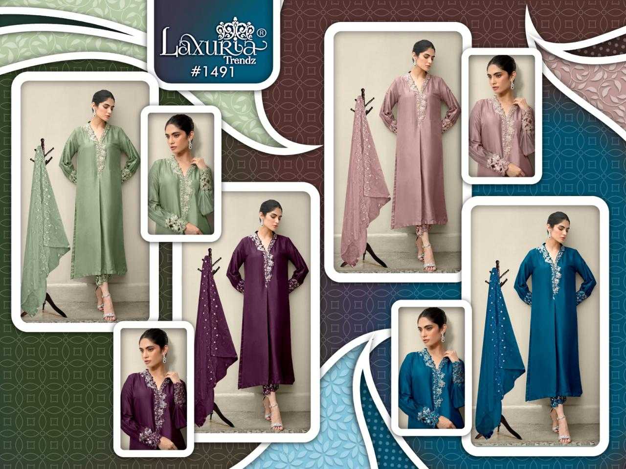 Ynf Satin KESH530 Laxuria 1491 Suits & Dresses Wholesale Embroidered Suits Party Wear Dresses Sleeveless Dresses Manufacturer- Kapda Export