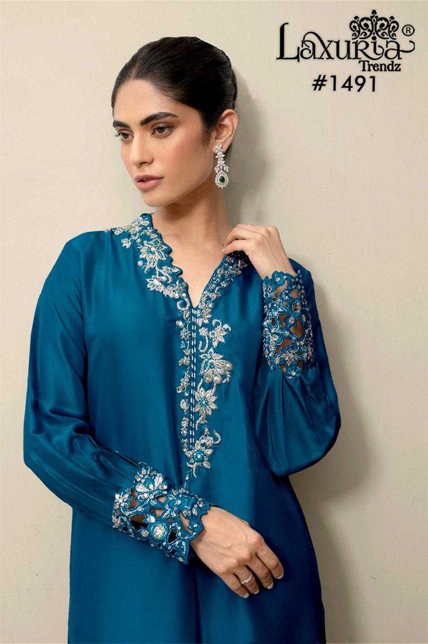 Ynf Satin KESH530 Laxuria 1491 Suits & Dresses Wholesale Embroidered Suits Party Wear Dresses Sleeveless Dresses Manufacturer- Kapda Export