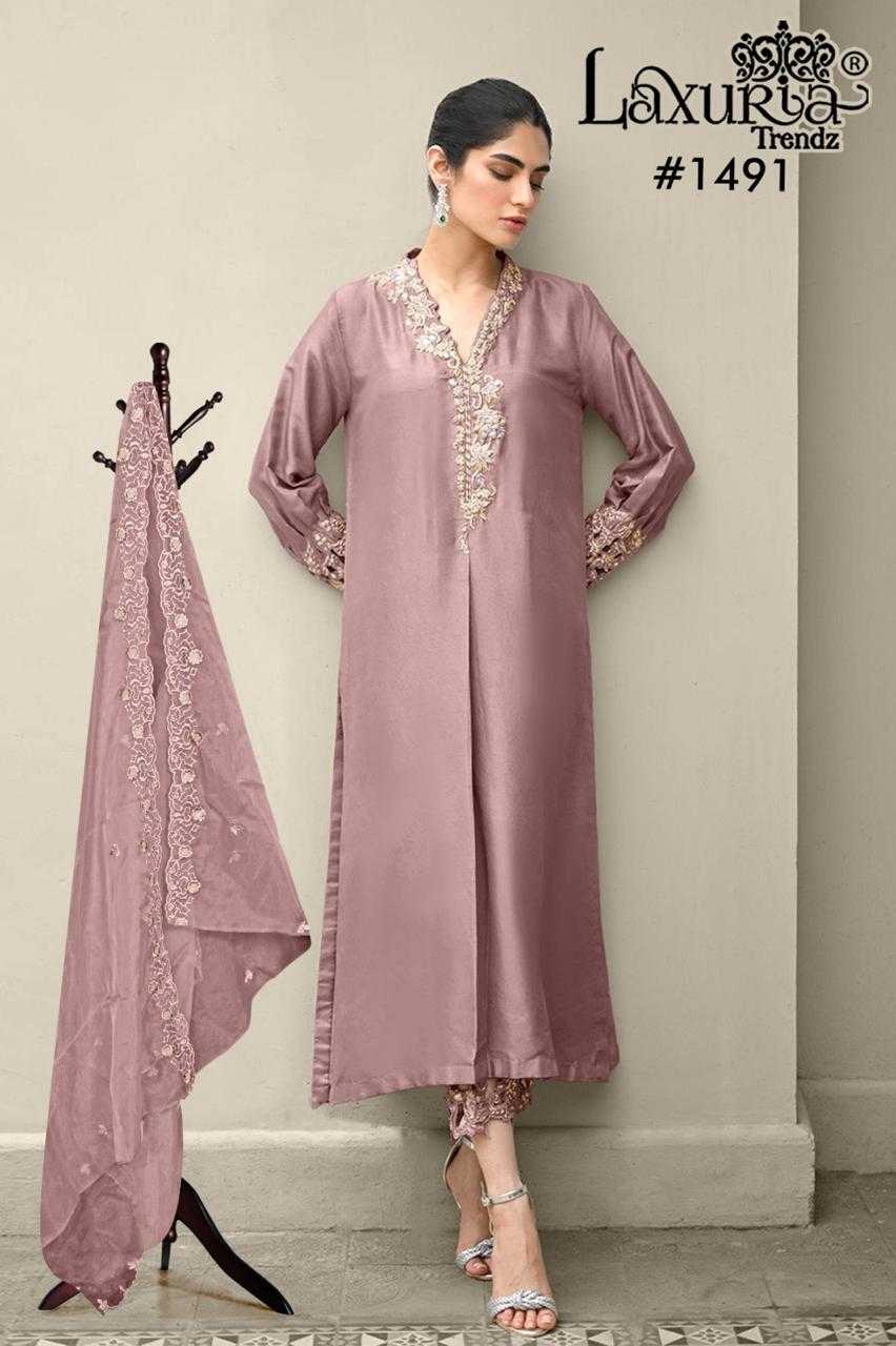 Ynf Satin KESH530 Laxuria 1491 Suits & Dresses Wholesale Embroidered Suits Party Wear Dresses Sleeveless Dresses Manufacturer- Kapda Export