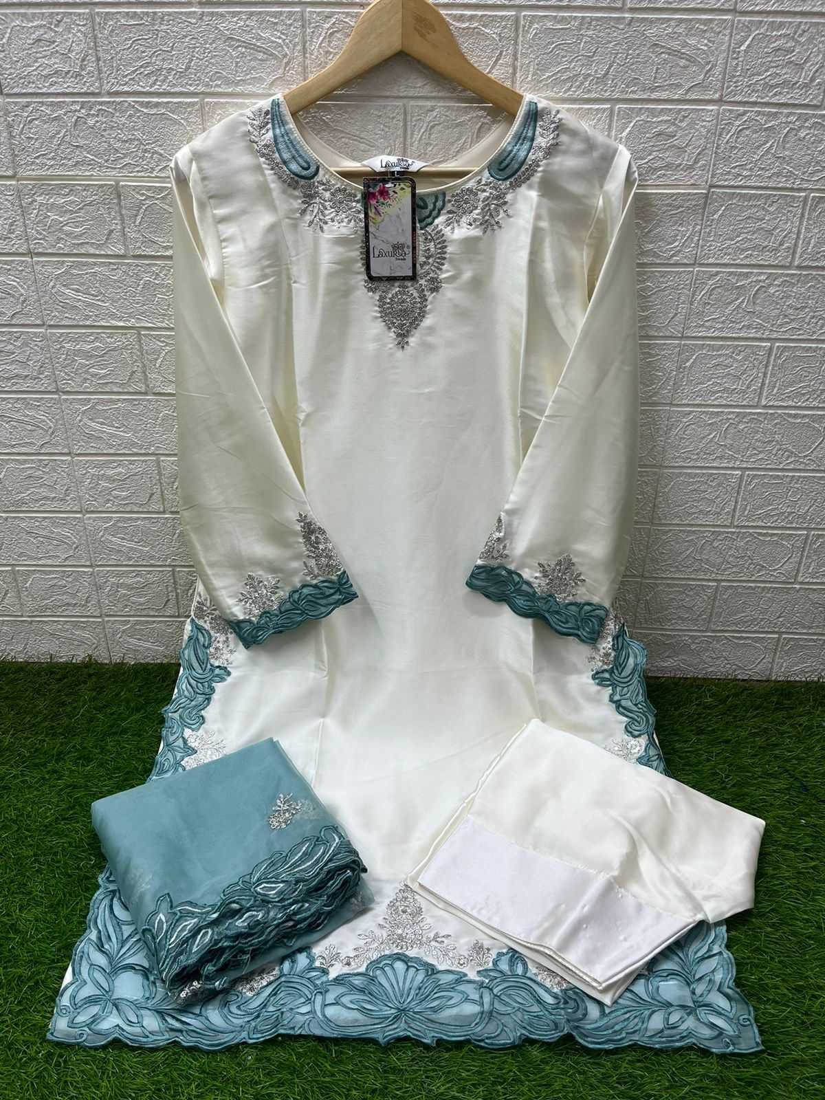 Ynf Satin KESH530 Laxuria 1547 Kurti Wholesale Festive Kurtis Ethnic Kurtis White Kurtis Manufacturer- Kapda Export