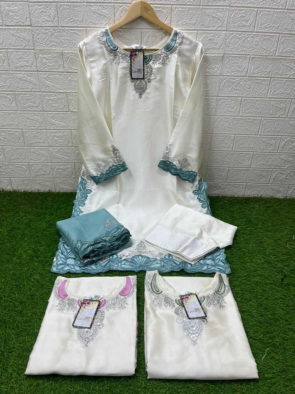 Ynf Satin KESH530 Laxuria 1547 Kurti Wholesale Festive Kurtis Ethnic Kurtis White Kurtis Manufacturer- Kapda Export