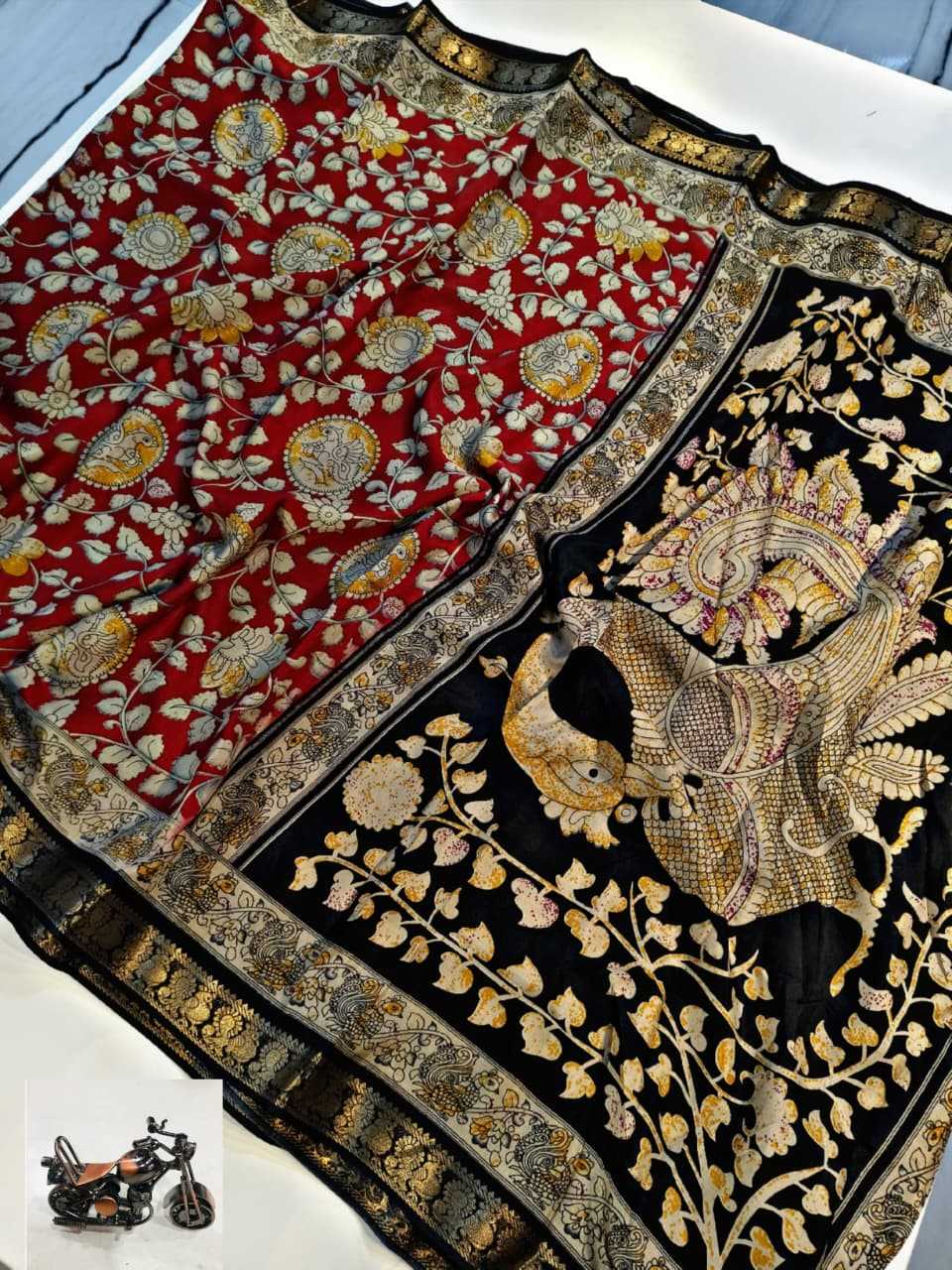 Ynf Silk Cotton KESH573 bhavya Silk Sarees Wholesale Printed Silk Saree Silk Sarees With Contrast Pallu Zari Border Silk Sarees Kalamkari Silk Sarees Manufacturer- Kapda Export