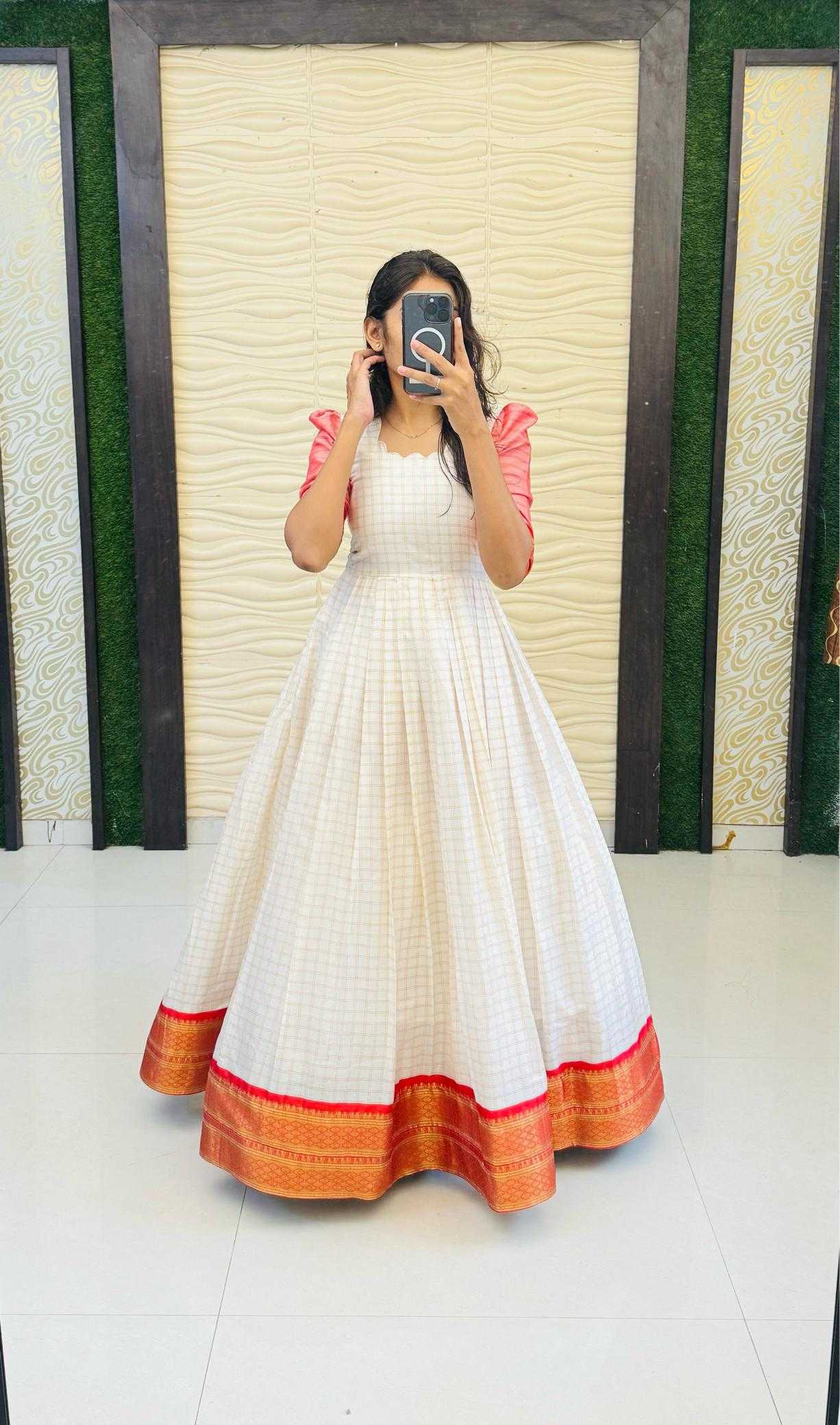 Ynf Silk Cotton RIN235 Mandira Gowns Wholesale Fancy Gowns Party Gowns White Gown Manufacturer- Kapda Export