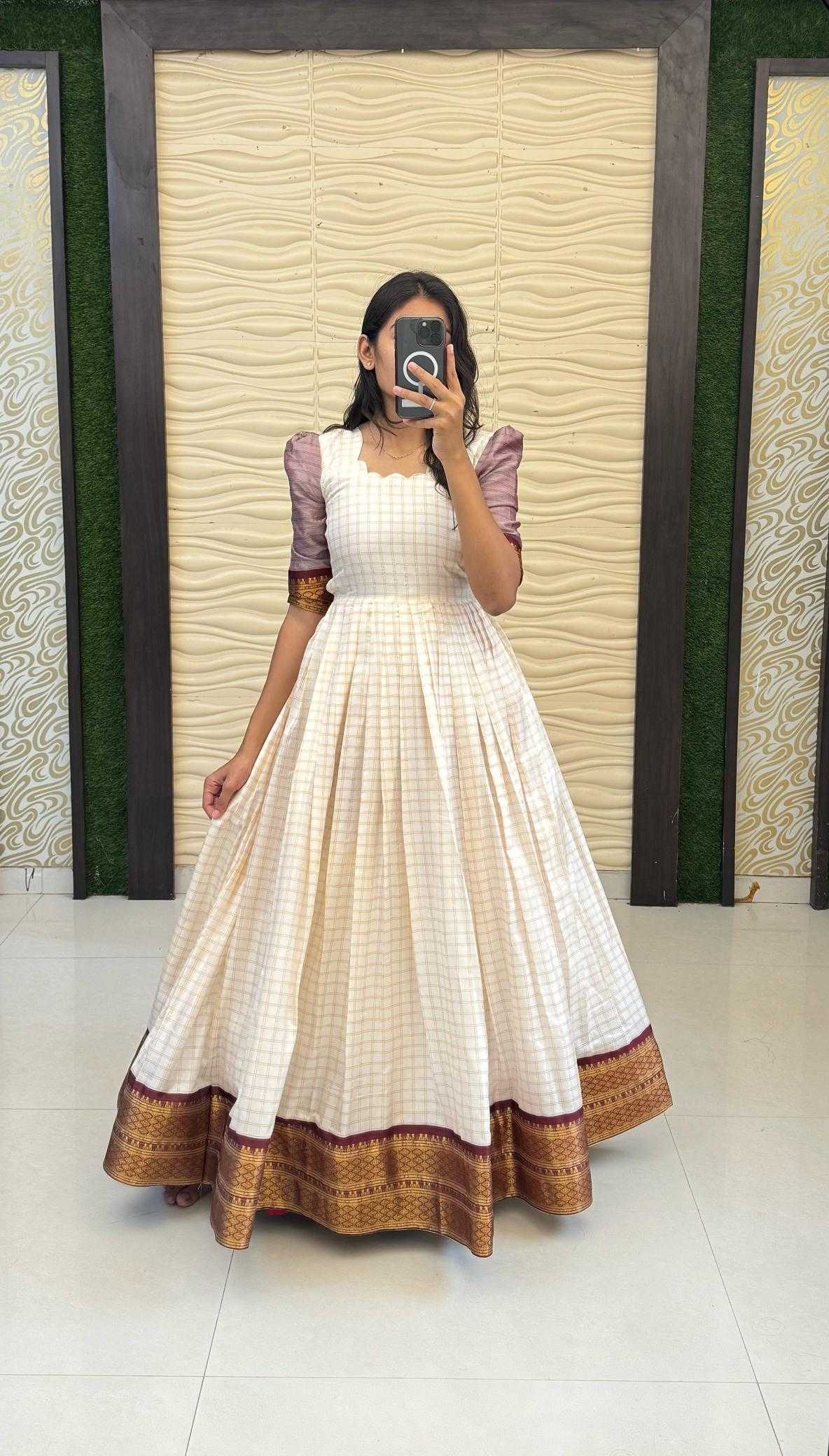 Ynf Silk Cotton RIN235 Mandira Gowns Wholesale Fancy Gowns Party Gowns White Gown Manufacturer- Kapda Export