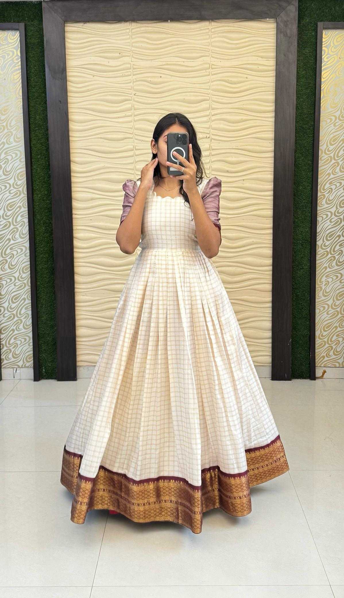 Ynf Silk Cotton RIN235 Mandira Gowns Wholesale Fancy Gowns Party Gowns White Gown Manufacturer- Kapda Export