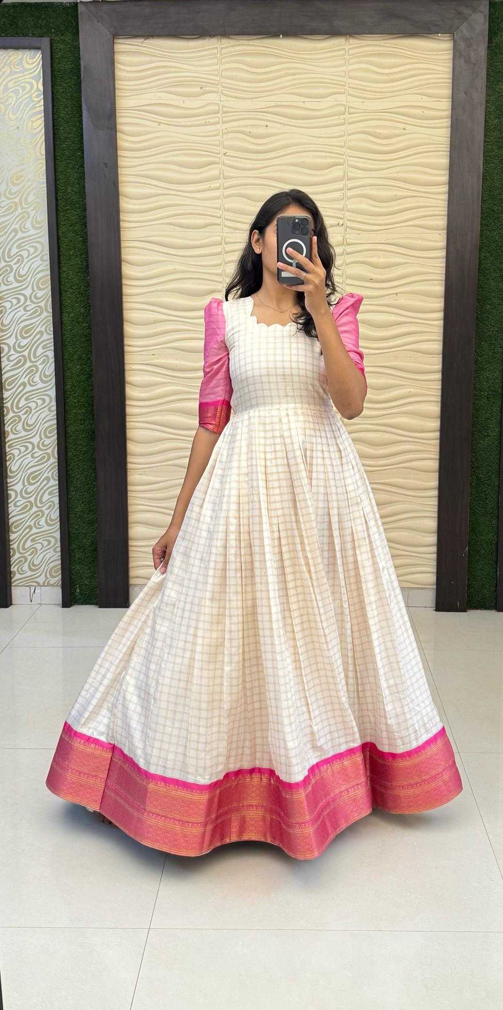 Ynf Silk Cotton RIN235 Mandira Gowns Wholesale Fancy Gowns Party Gowns White Gown Manufacturer- Kapda Export