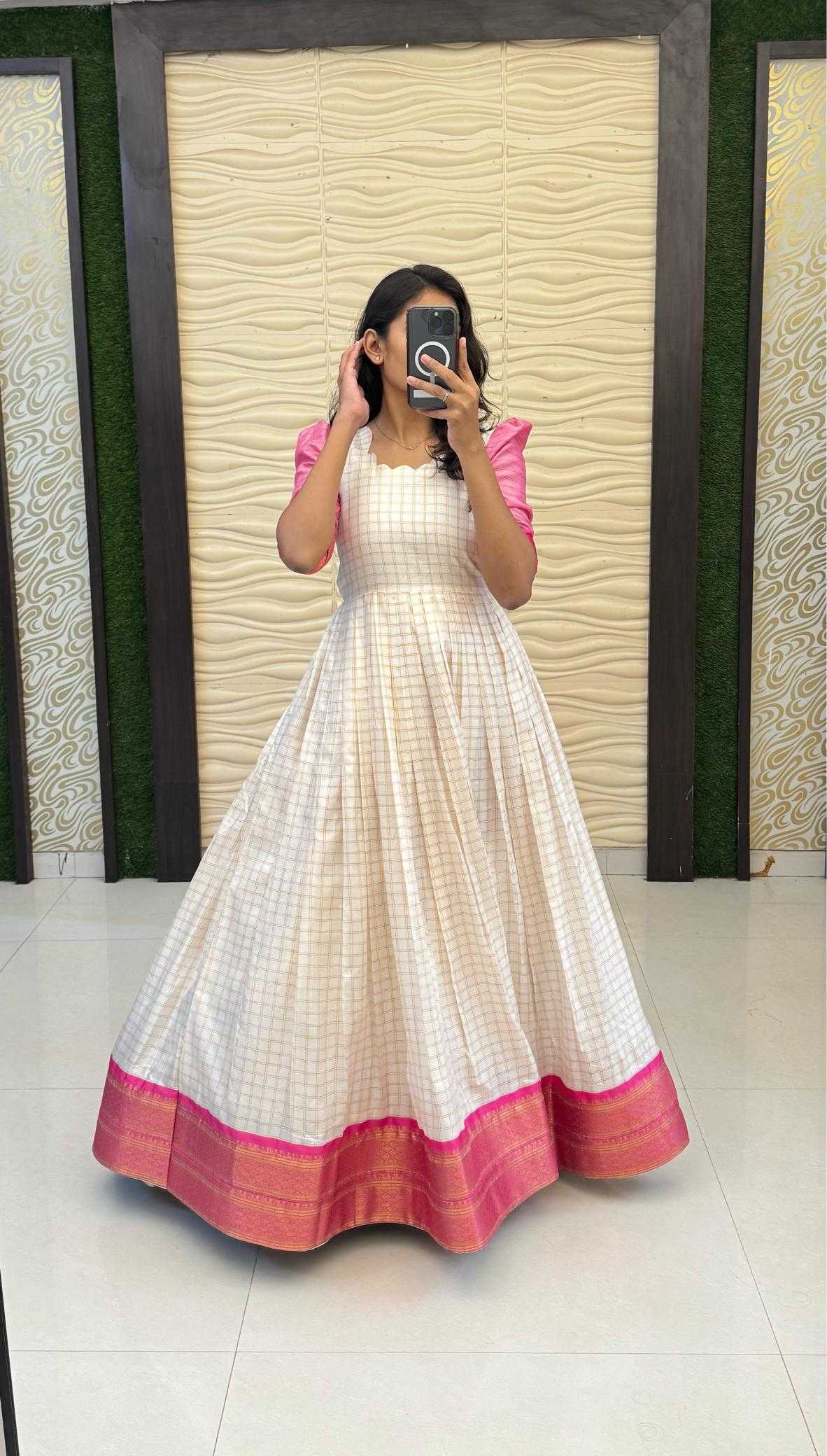 Ynf Silk Cotton RIN235 Mandira Gowns Wholesale Fancy Gowns Party Gowns White Gown Manufacturer- Kapda Export