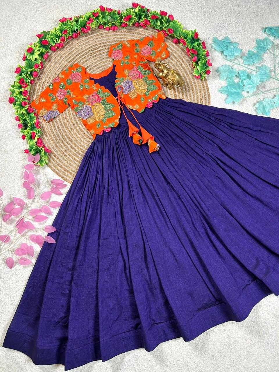 Ynf Silk KESH505 Natural Gowns Festive Collections Wholesale Silk Gowns Indo-Western Gown With Jacket Pongal Collections Manufacturer- Kapda Export