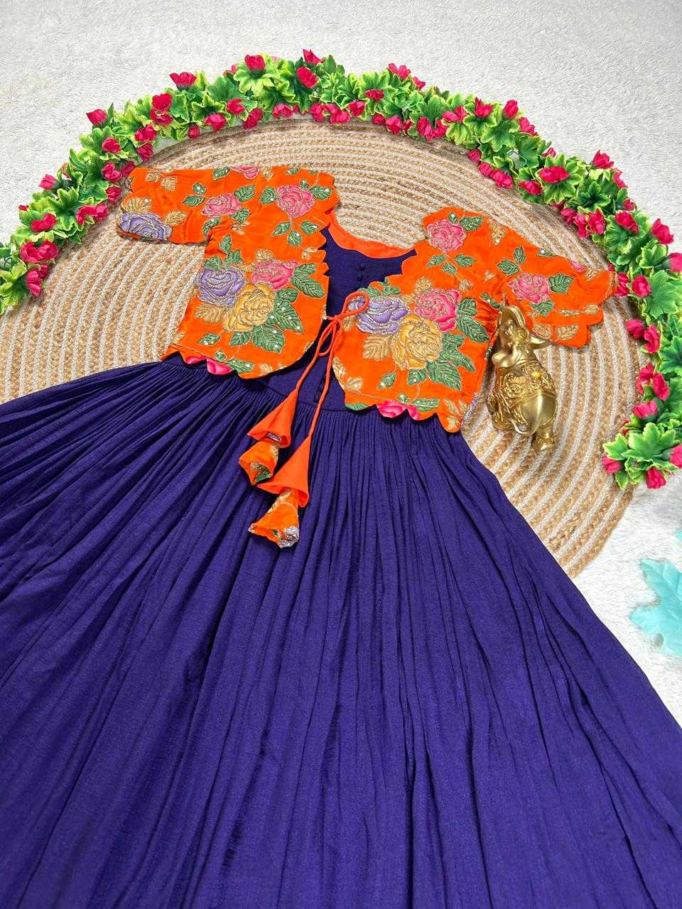 Ynf Silk KESH505 Natural Gowns Festive Collections Wholesale Silk Gowns Indo-Western Gown With Jacket Pongal Collections Manufacturer- Kapda Export