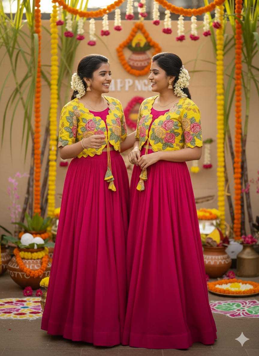 Ynf Silk KESH505 Natural Gowns Festive Collections Wholesale Silk Gowns Indo-Western Gown With Jacket Pongal Collections Manufacturer- Kapda Export