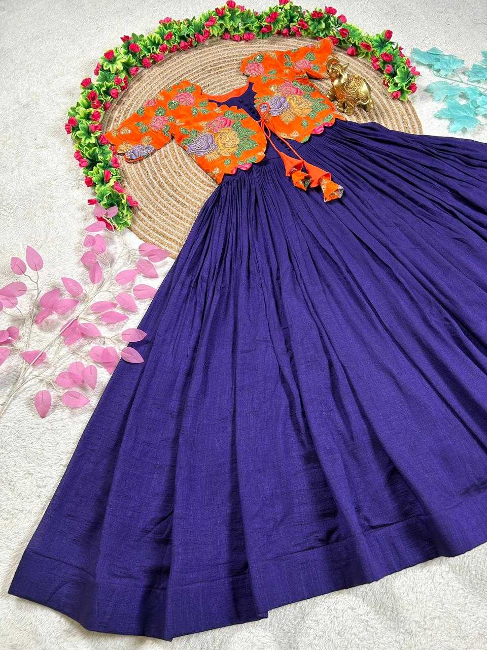 Ynf Silk KESH505 Natural Gowns Festive Collections Wholesale Silk Gowns Indo-Western Gown With Jacket Pongal Collections Manufacturer- Kapda Export