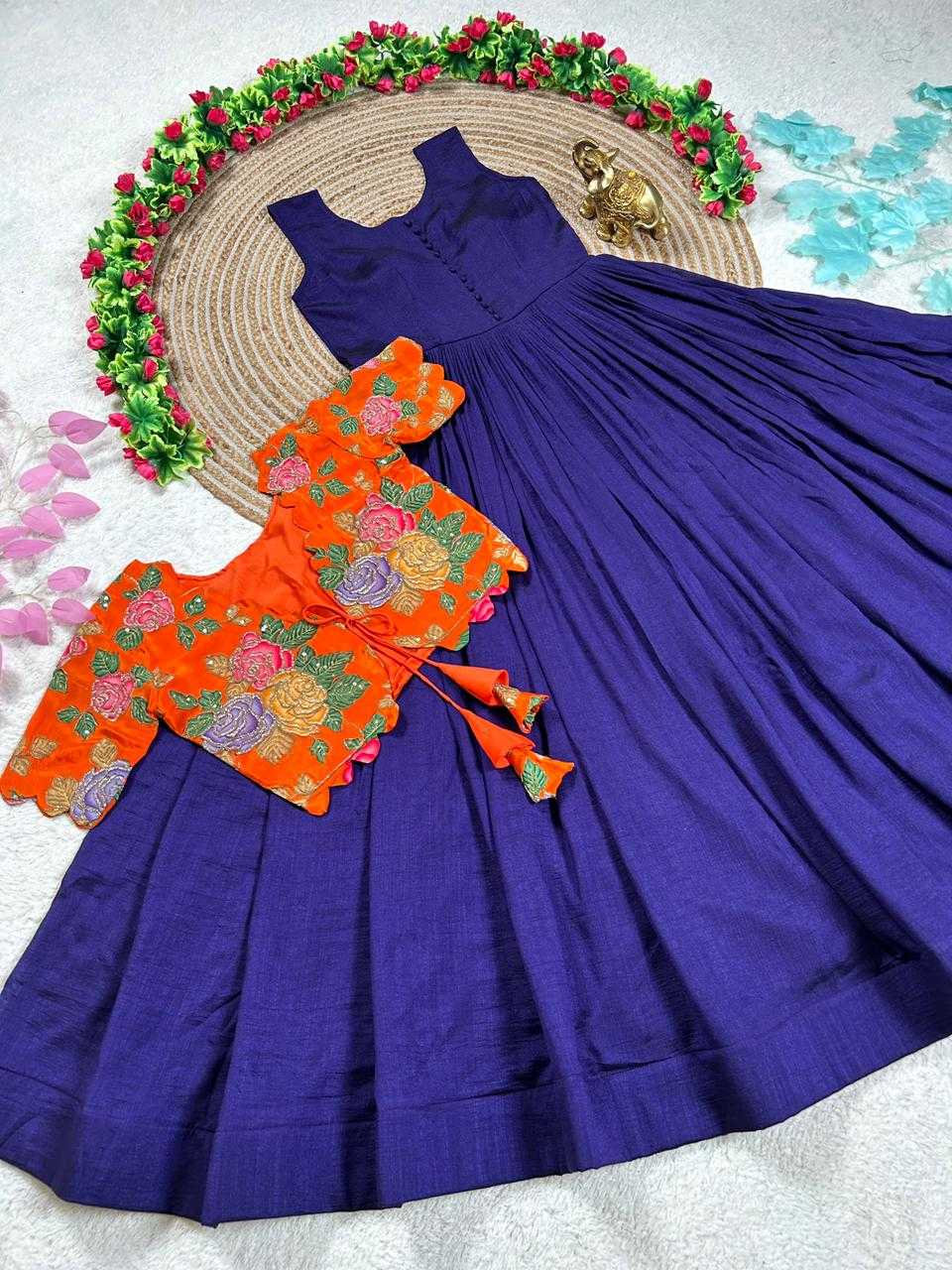 Ynf Silk KESH505 Natural Gowns Festive Collections Wholesale Silk Gowns Indo-Western Gown With Jacket Pongal Collections Manufacturer- Kapda Export