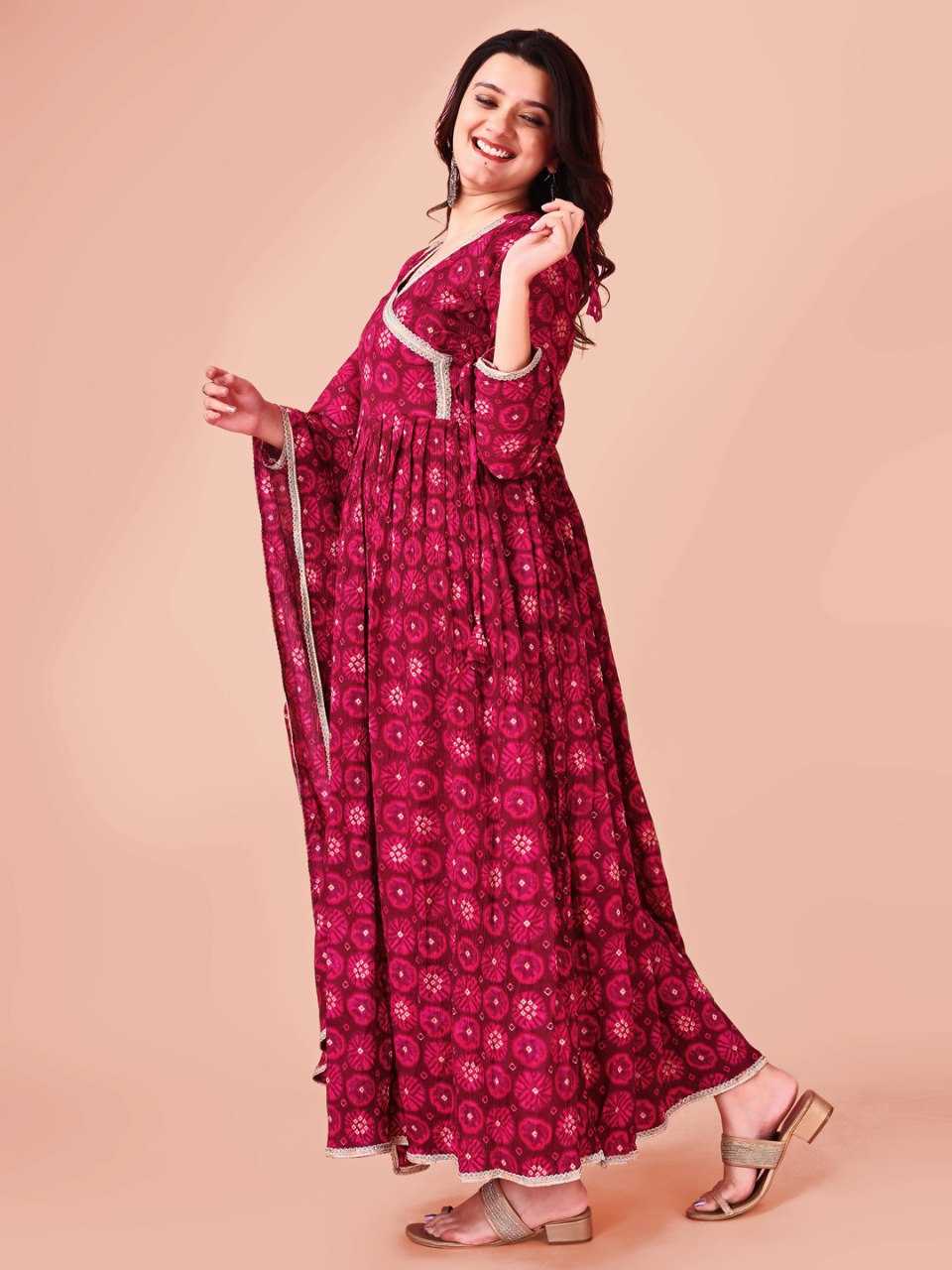 Ynf Silk KESH559 382 Kurti Wholesale Festive Kurtis Printed Silk Kurti Angrakha Kurtis Manufacturer- Kapda Export