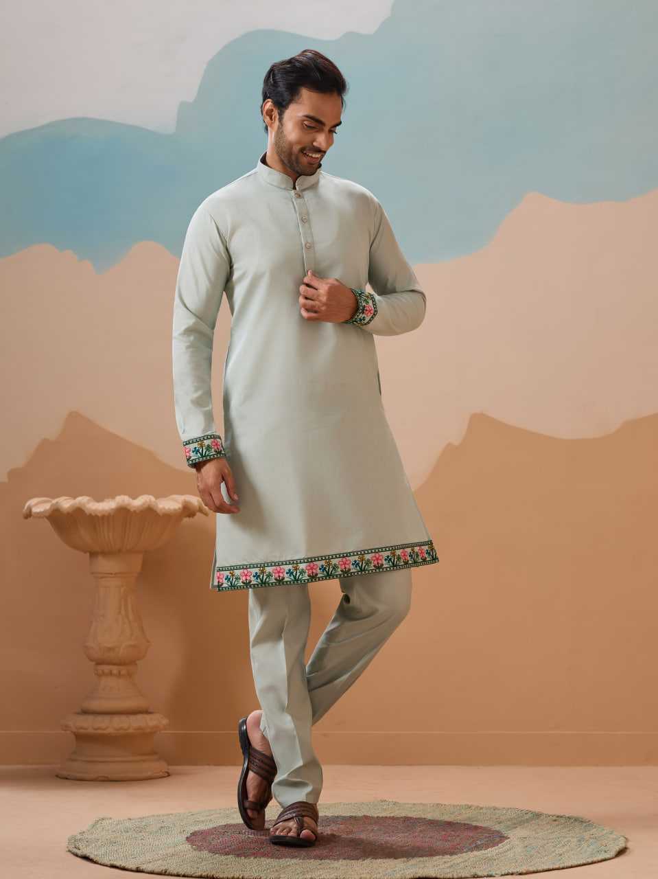 Ynf Silk RIN202 SHUBHVASTRA VANTARA 61591 Mens Wear Festive Collections Wholesale Mens Kurta Pyjama Silk Kurta Men Wedding kurta Manufacturer- Kapda Export