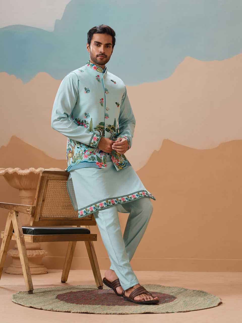 Ynf Silk RIN202 SHUBHVASTRA VANTARA 61591 Mens Wear Festive Collections Wholesale Mens Kurta Pyjama Silk Kurta Men Wedding kurta Manufacturer- Kapda Export