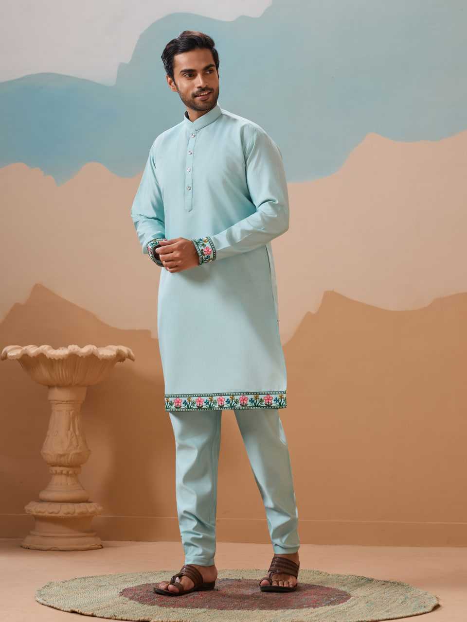 Ynf Silk RIN202 SHUBHVASTRA VANTARA 61591 Mens Wear Festive Collections Wholesale Mens Kurta Pyjama Silk Kurta Men Wedding kurta Manufacturer- Kapda Export