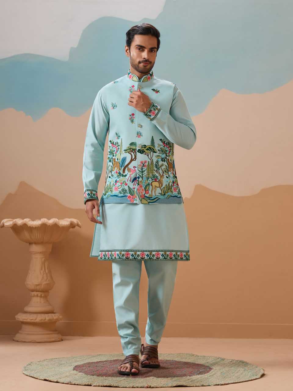 Ynf Silk RIN202 SHUBHVASTRA VANTARA 61591 Mens Wear Festive Collections Wholesale Mens Kurta Pyjama Silk Kurta Men Wedding kurta Manufacturer- Kapda Export
