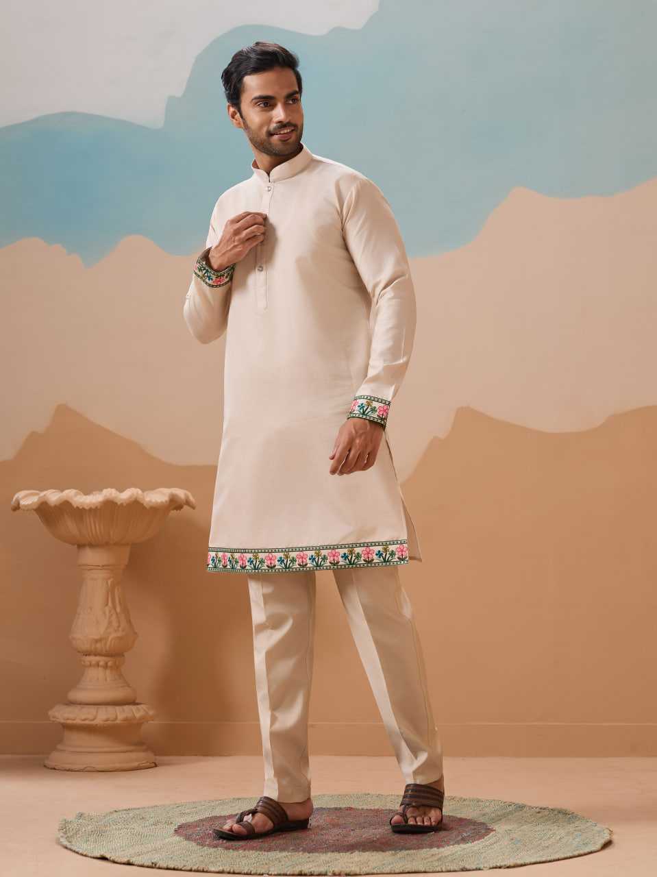 Ynf Silk RIN202 SHUBHVASTRA VANTARA 61591 Mens Wear Festive Collections Wholesale Mens Kurta Pyjama Silk Kurta Men Wedding kurta Manufacturer- Kapda Export