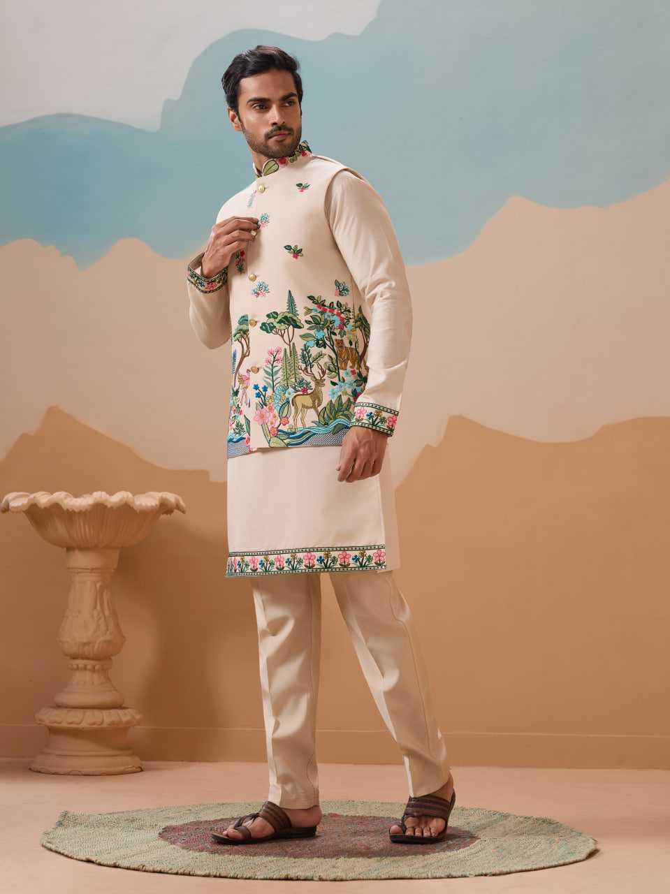 Ynf Silk RIN202 SHUBHVASTRA VANTARA 61591 Mens Wear Festive Collections Wholesale Mens Kurta Pyjama Silk Kurta Men Wedding kurta Manufacturer- Kapda Export