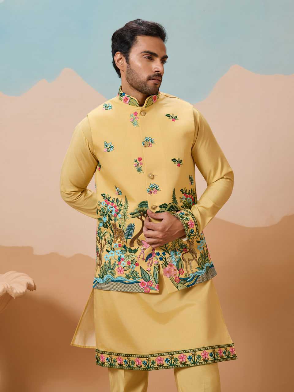 Ynf Silk RIN202 SHUBHVASTRA VANTARA 61591 Mens Wear Festive Collections Wholesale Mens Kurta Pyjama Silk Kurta Men Wedding kurta Manufacturer- Kapda Export