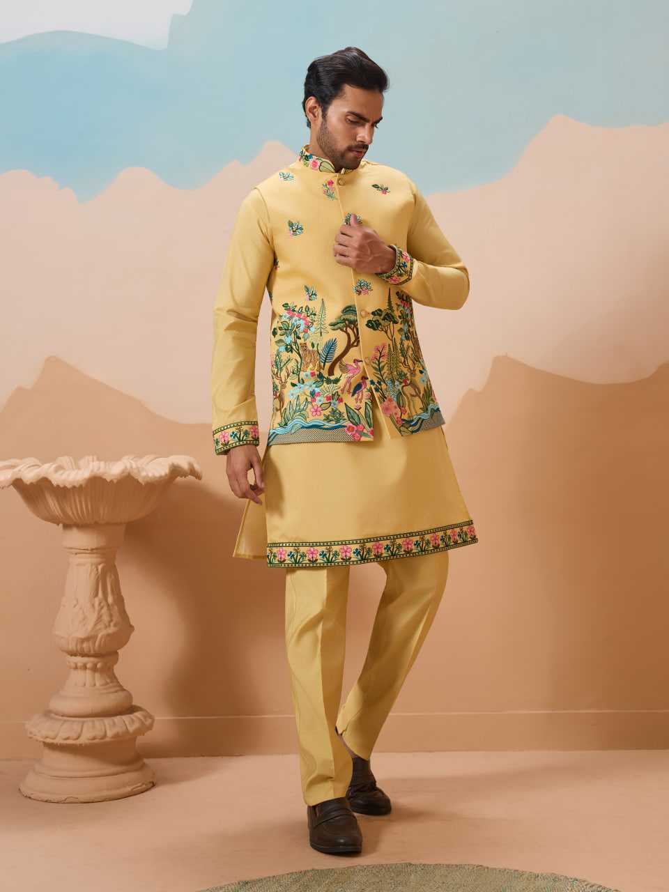 Ynf Silk RIN202 SHUBHVASTRA VANTARA 61591 Mens Wear Festive Collections Wholesale Mens Kurta Pyjama Silk Kurta Men Wedding kurta Manufacturer- Kapda Export