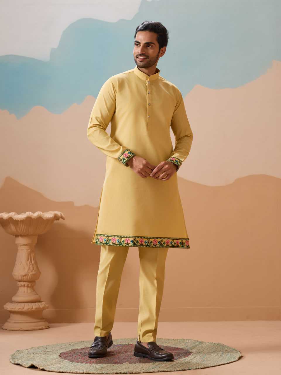 Ynf Silk RIN202 SHUBHVASTRA VANTARA 61591 Mens Wear Festive Collections Wholesale Mens Kurta Pyjama Silk Kurta Men Wedding kurta Manufacturer- Kapda Export