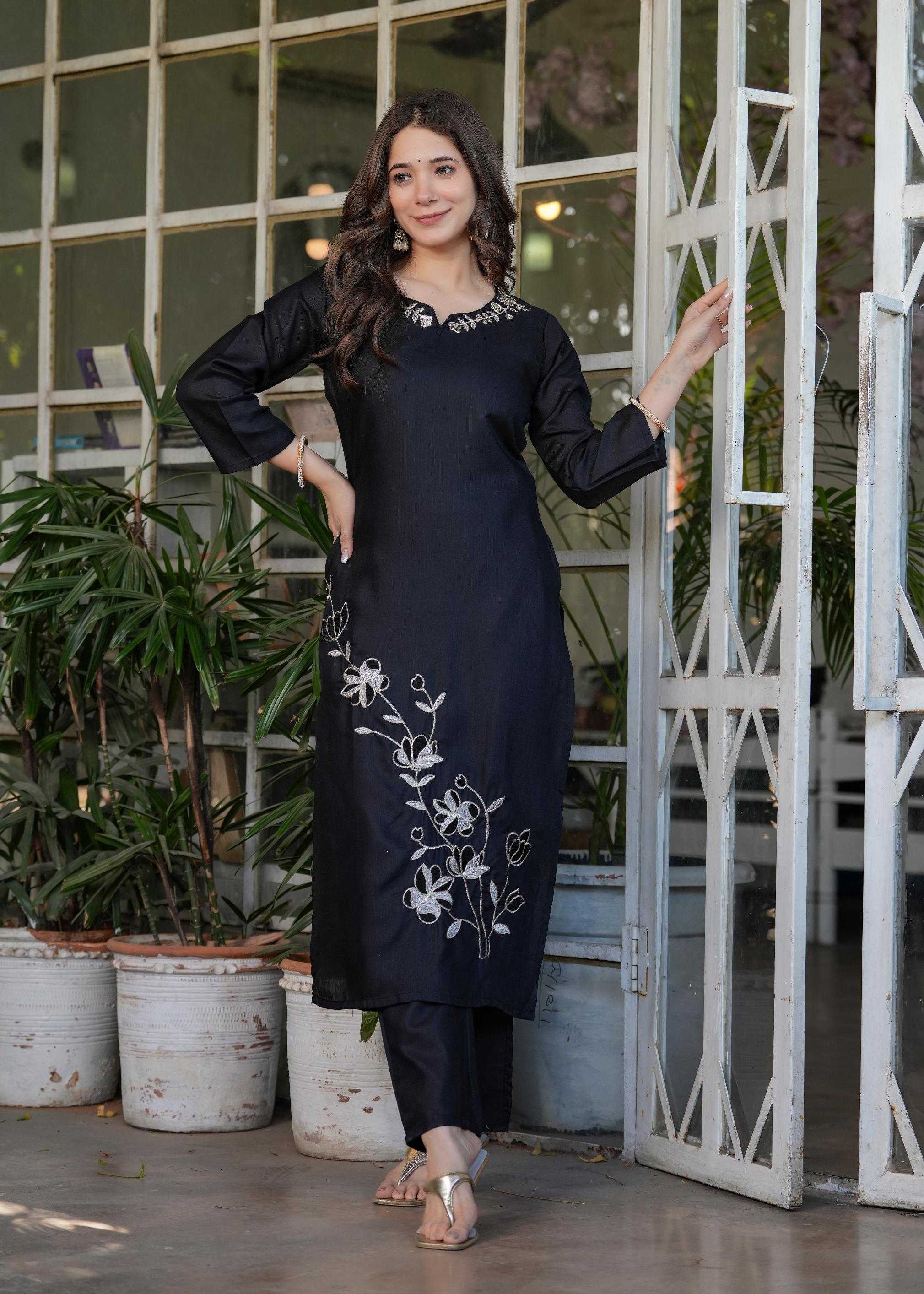 Ynf Slub Reyon KESH545 4209 Kurti Wholesale Casual Kurtis Designer Kurtis Black Kurtis Manufacturer- Kapda Export