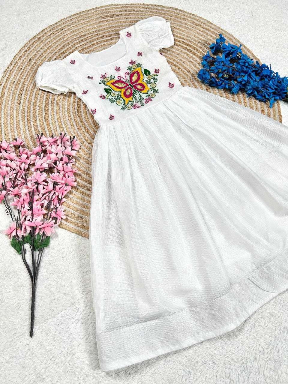 Ynf Soft Cotton KESH619 Resham Kids Wear Wholesale Kids Gown Kids Frocks Girls Frock Manufacturer- Kapda Export