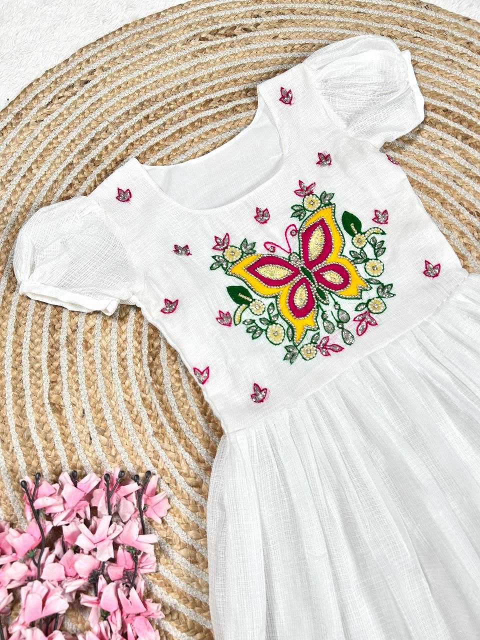 Ynf Soft Cotton KESH619 Resham Kids Wear Wholesale Kids Gown Kids Frocks Girls Frock Manufacturer- Kapda Export